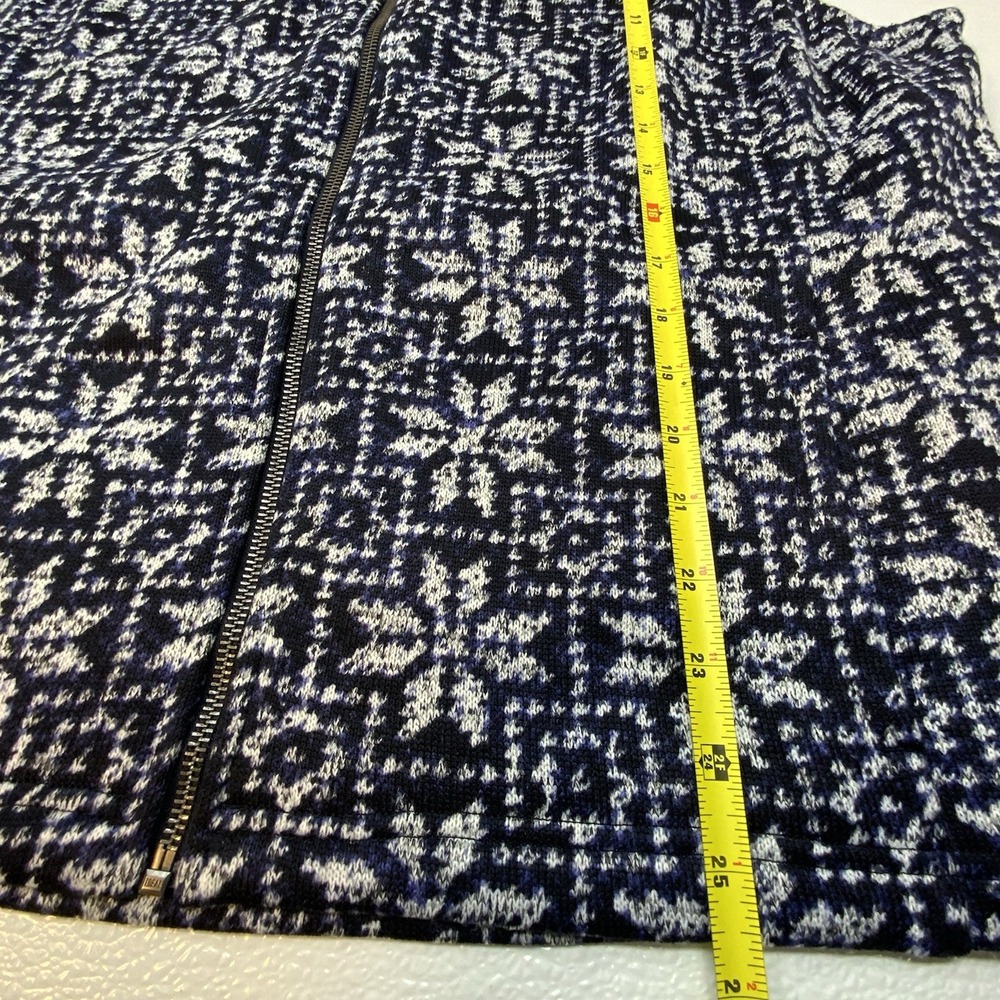 Talbots‎ Knit Vest Full Zip Navy Blue Faux Fur Trim Hood Snow Flake Nordic 2X - Picture 16 of 16
